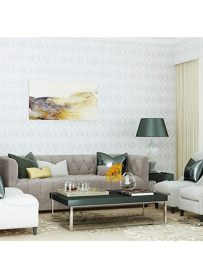 wolpin Wall Stickers DIY Wallpaper (45 cm x 10 m) Floral Damask Self Adhesive, Living Room, Hall, Sofa Background Decal, Grey - Image 4