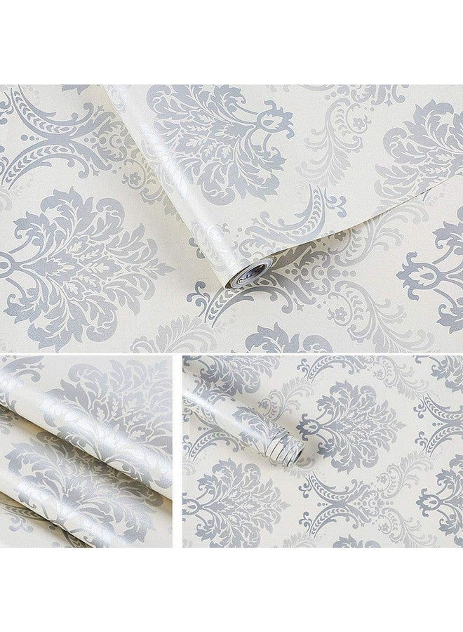 wolpin Wall Stickers DIY Wallpaper (45 cm x 10 m) Floral Damask Self Adhesive, Living Room, Hall, Sofa Background Decal, Grey - Image 5