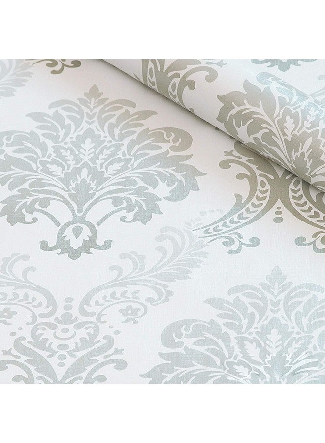 wolpin Wall Stickers DIY Wallpaper (45 cm x 10 m) Floral Damask Self Adhesive, Living Room, Hall, Sofa Background Decal, Grey - Image 2