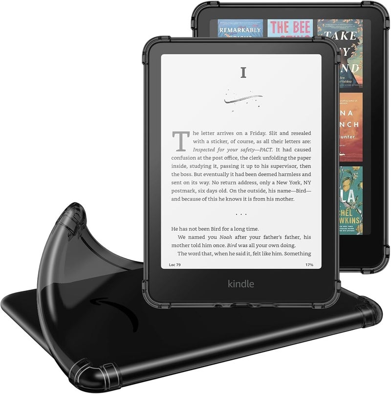 MoKo Case for All-New 7" Kindle Paperwhite (12th Generation-2024) and Kindle Colorsoft Signature Edition 2024, Ultra Thin Clear Flexible Transparent TPU Skin Bumper Back Cover Shell, Black - Image 1