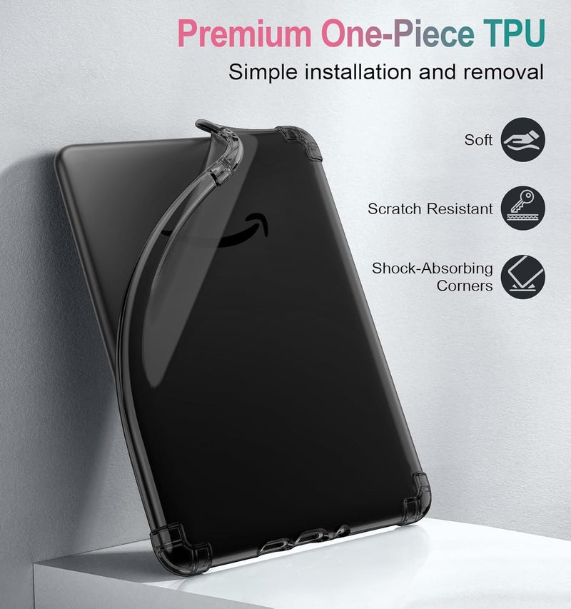 MoKo Case for All-New 7" Kindle Paperwhite (12th Generation-2024) and Kindle Colorsoft Signature Edition 2024, Ultra Thin Clear Flexible Transparent TPU Skin Bumper Back Cover Shell, Black - Image 4