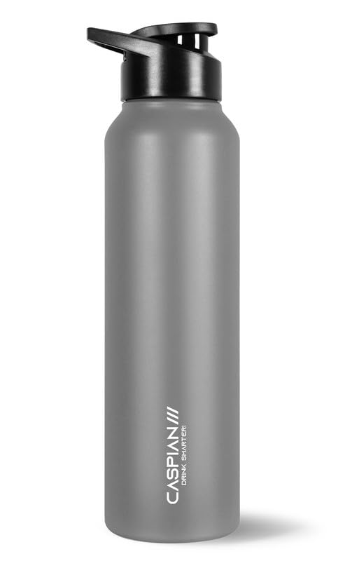 CASPIAN /// HIke ISI Certified Stainless Steel Water Bottle 1 ltr. (Grey Goose, 1 Litre) | Leak Proof Sipper for Fridge Home Office Travel School Kids Boys Girls Adults Sports Gym Yoga Gift|BPA Free - Image 1
