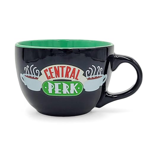 فنجان سيراميك أسود من سيلفر بافالو FRIENDS Central Perk بحجم كبير للقهوة والحساء 24 أونصة