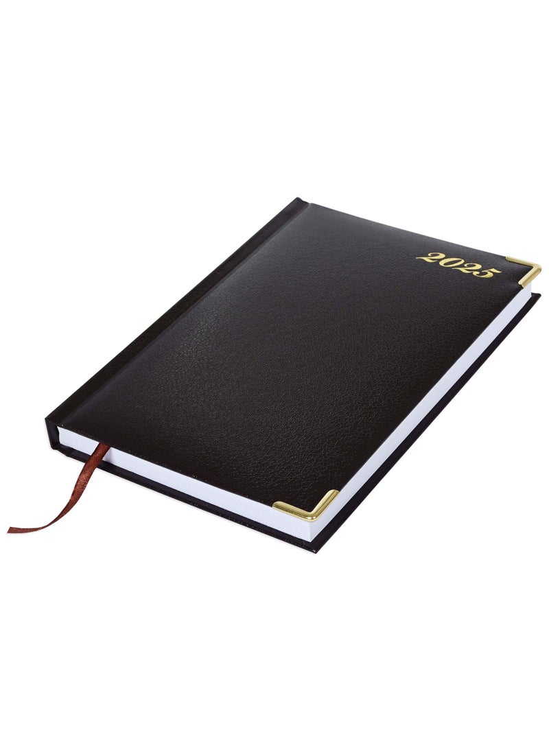 FIS Fis 2025 A5 Diary,Gold Corners,English Vinyl 1Side Padded Chocolate -FSDI22E25CH  - Image 4