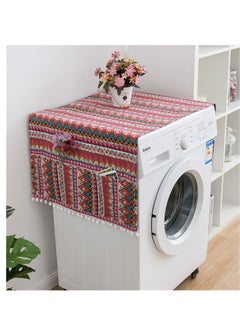 Y&D Refrigerator Dust-Proof Cover, Cotton Washing Machine Waterproof Cover with Side Storage Bags, Multi Purpose Top Covers, Universal Cloth for Home and Kitchen Red  - Image 1