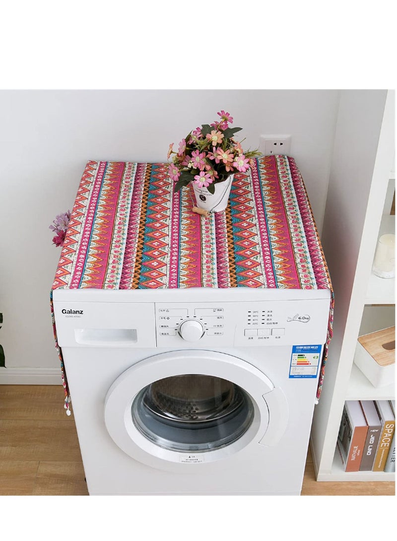 Y&D Refrigerator Dust-Proof Cover, Cotton Washing Machine Waterproof Cover with Side Storage Bags, Multi Purpose Top Covers, Universal Cloth for Home and Kitchen Red  - Image 3