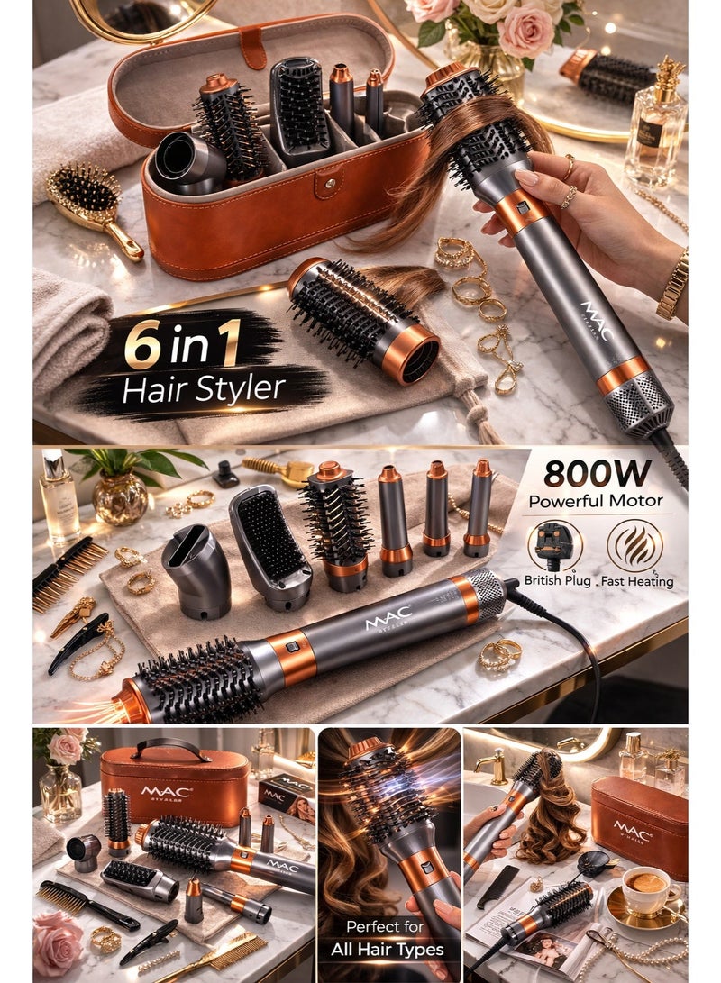 Mac Styler رف-1520 جهاز تصفيف الشعر 6 في 1 مجفف شعر ومكثف – 800 واط – قابس بريطاني – رف 1520 – مع حقيبة تخزين فاخرة - Image 5
