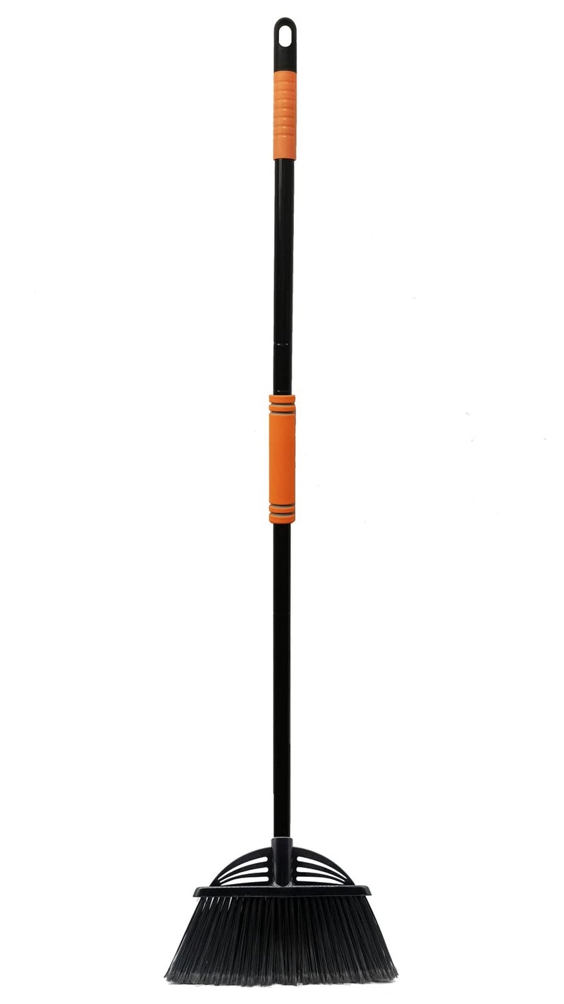 Xifando FourSection Rod LongHandled BroomHeavyDuty Broom Angle Broom for OutdoorIndoorBlackOrange