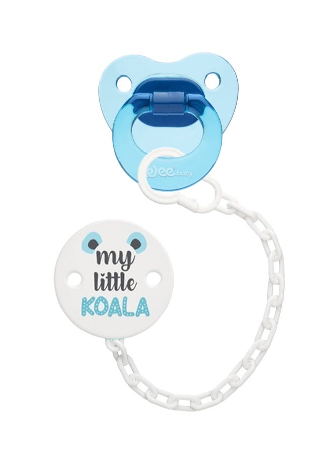 Wee Baby Soother & Soother Chain Set No.1 0-6 Months - 1 Pack Blue