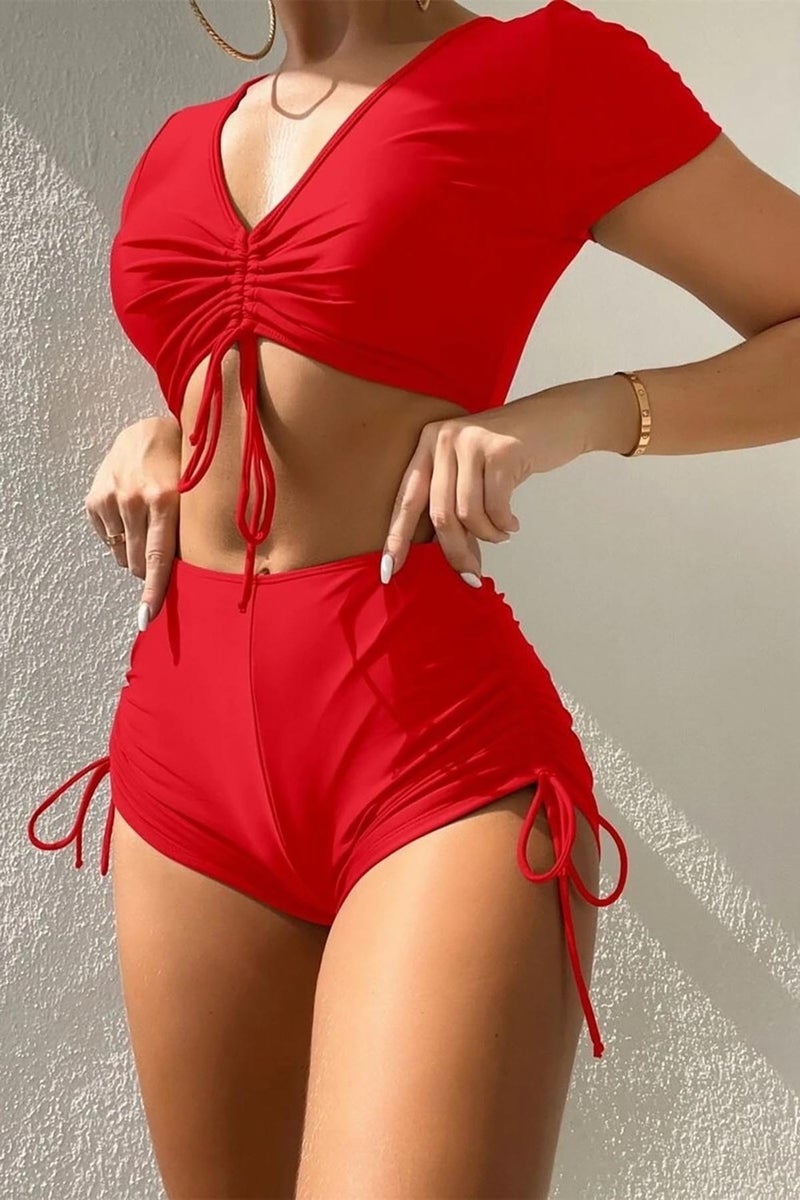 Angelsin بلوزة بikinى مزينة بتصميم خاص بأكمام نصفية  - Image 1
