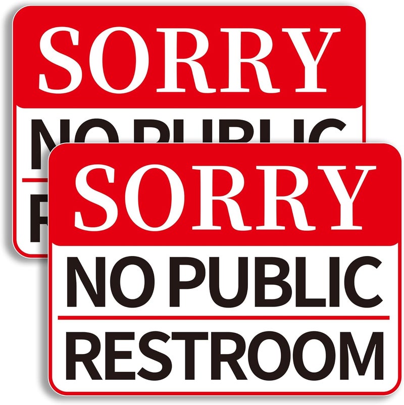 LONGMUU 2 PCS No Public Restroom Signs for Business, Self Adhesive Vinyl No Public Restroom Sticker Waterproof and UV Resistant Sorry No Public Bathroom Signs for Door or Window - Image 1