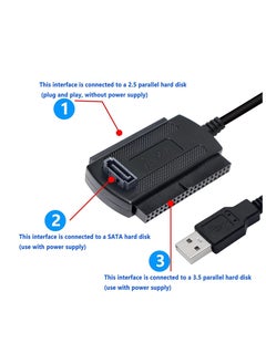 KASTWAVE USB to SATA IDE Adapter, USB 2.0 IDE Hard Drive Adapter Transfer Cable for Universal 2.5/3.5/5.25in DE and SATA External Converter Cable (1.8FT/Black)  - Image 5