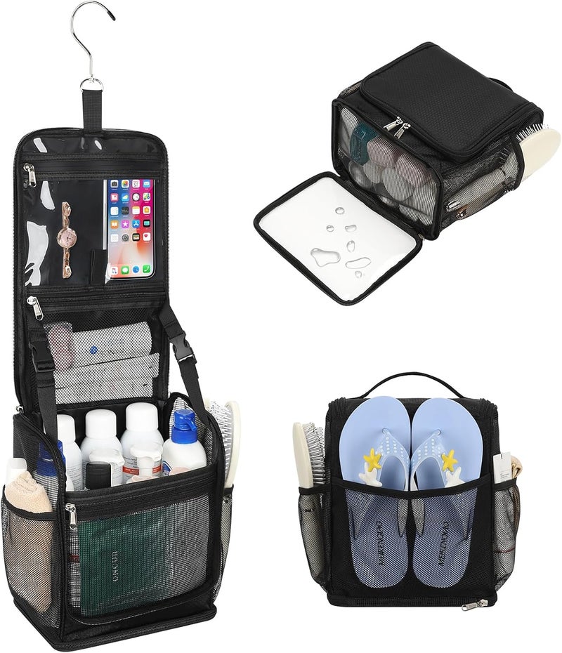 Bagmoly Mesh Shower Caddy Portable, Toiletry Bags for Travel, Hanging Shower Organizer Tote Bag for College Dorm Students Girls Boys, Dry and Wet Separation with Metal Hook - Image 1