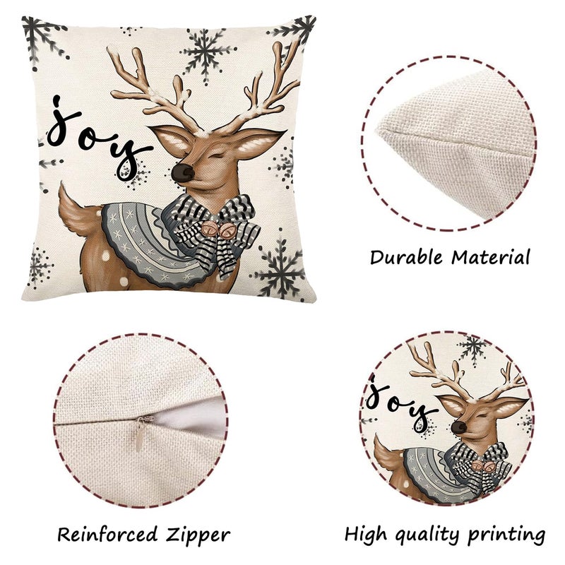 ONFAON Christmas Decorations - Christmas Pillow Covers 18x18 Set of 4  Holiday Christmas Decor Home Sofa Couch Cushion Indoor Decorations - Image 2