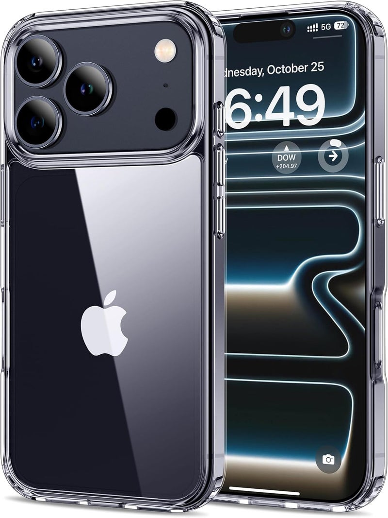 SHINESTAR Ultra Slim Clear Back Cover for iPhone 17 Pro Max, Transparent Hybrid Hard Shell Plastic & Soft Silicone Rubber Bumper, Non-Yellow Acrylic Protective Cover for iPhone 17 Pro Max - Clear - Image 1