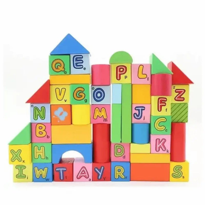 Castle Block Building Wooden Block Set Educational Toys For Toddlers- Multi-Color