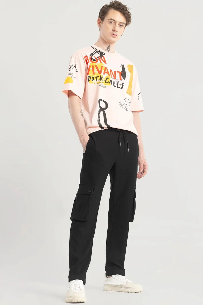 SNITCH بنطلون كارجو مخملي أسود