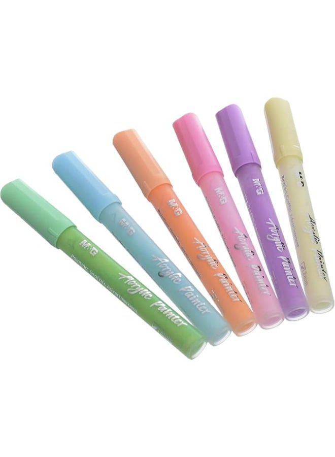 M&G Acrylic Pen Set, Vibrant Art Creations, Fine Tip, Smooth Flow, 6 Colors - Image 2