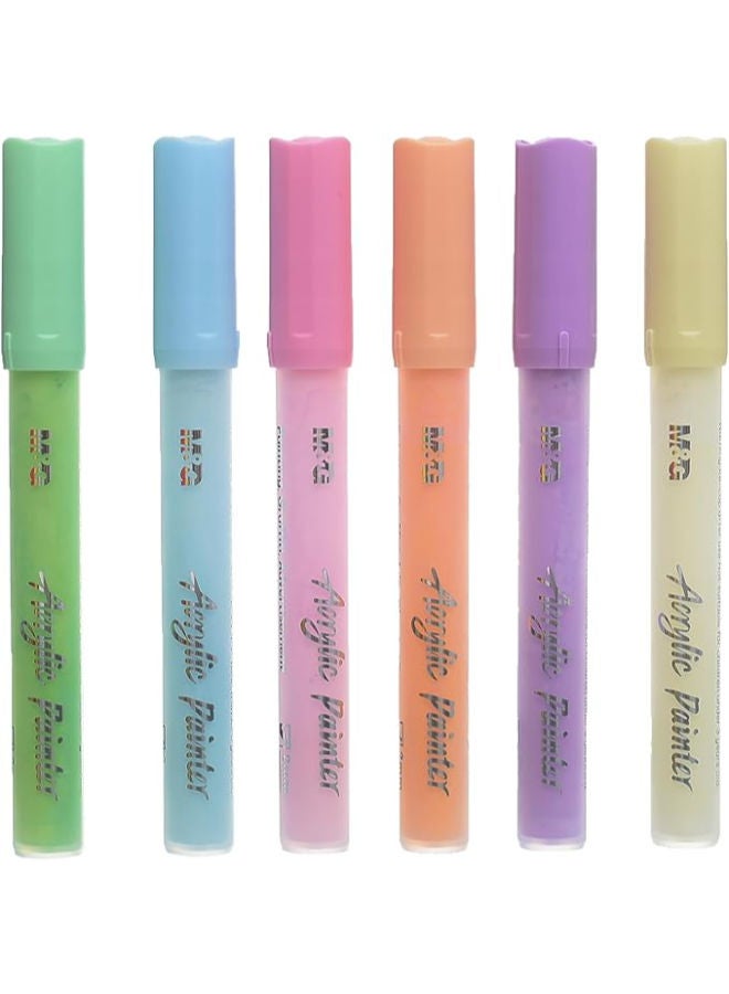 M&G Acrylic Pen Set, Vibrant Art Creations, Fine Tip, Smooth Flow, 6 Colors - Image 1