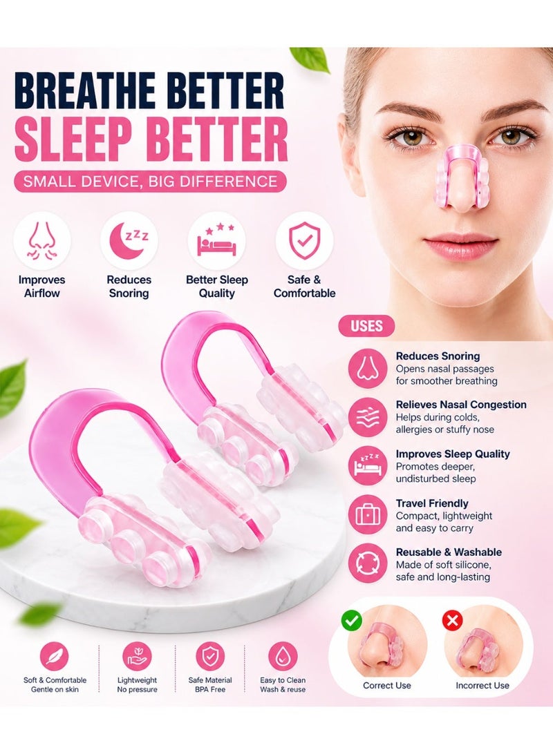 Silicone Nose Shaping Clip – Reusable Nose Lifting Trainer for Beauty Care, Soft Comfortable Fit (Pink) - Image 1