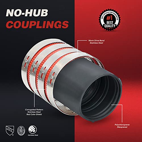 SUPPLYGIANT Supply Giant 37522CS No- No-Hub Coupling Heavy Duty Colored Shield, 3 inch, Red - Image 3
