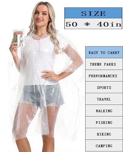 Borogo 6 Pack Disposable Rain Ponchos Family Pack for Adults - Emergency Rain Ponchos for Women and Men - Image 5
