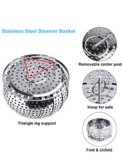 Arabest Steamer Shelf, Stainless Steel Steamer Basket with Removable Handle, Collapsible Steaming Basket Fits Various Pots and Pans (24.5.5 x 24.5 cm)  - Image 2