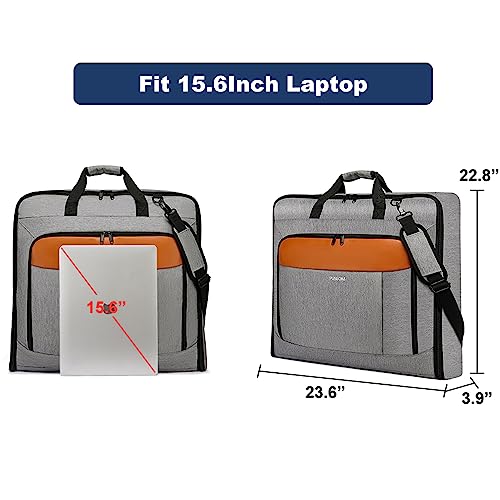 PUSLOM Travel Garment Bag, 40-Inch 3 Suit Dress Carry On, Grey - Image 4