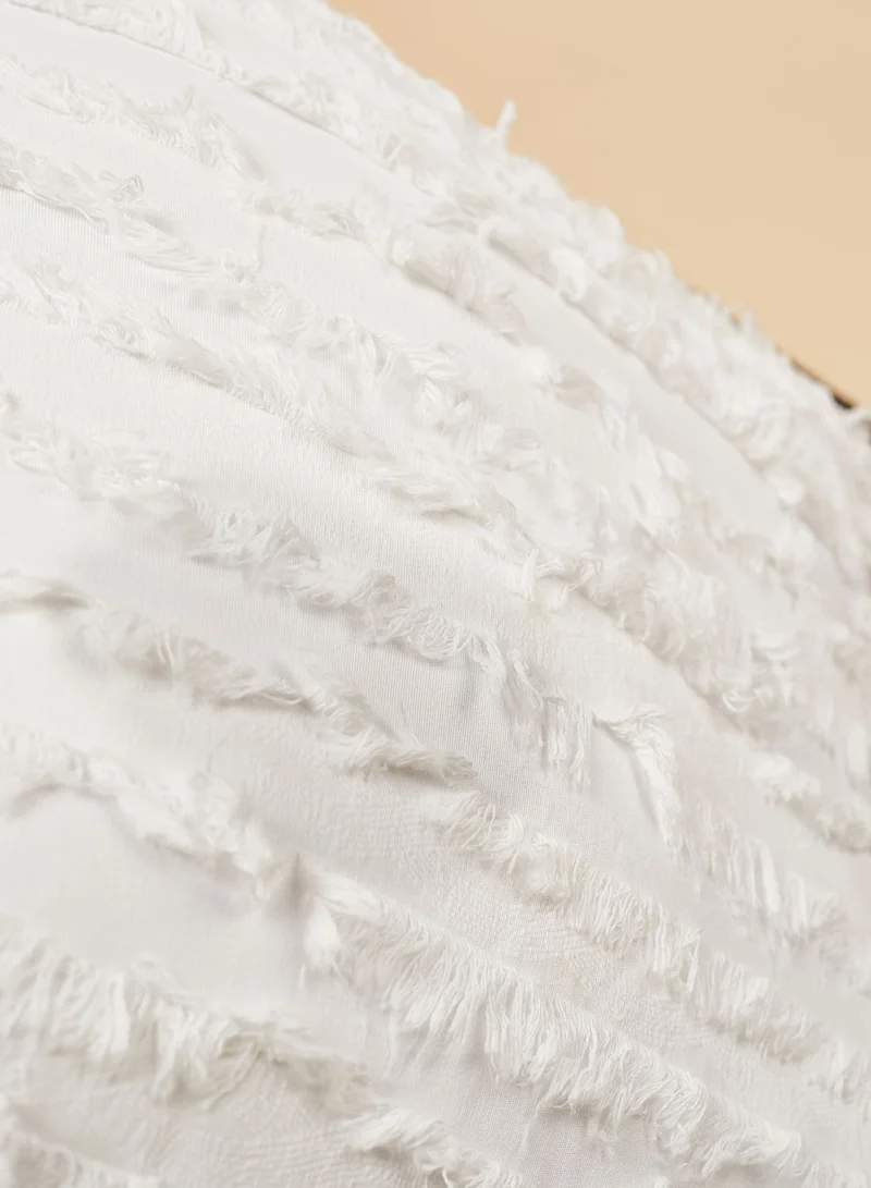 Noire Edit White Fringe Cushion With Insert