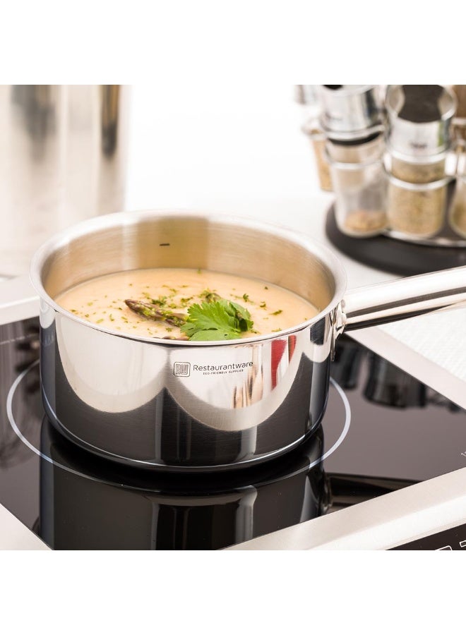 Restaurantware Met Lux 1.5 Quart Induction Sauce Pan, 1 Wide Basin Deep Sauce Pan - Single Handle, Lid Sold Separately, Mirror-Finish Stainless Steel Cooking Pot, For Cooking And Boiling Food,  - Image 3