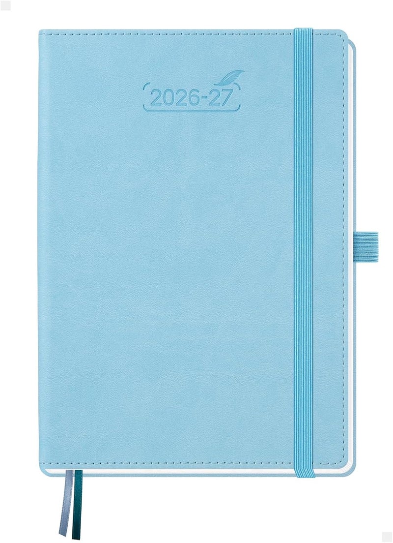 BEZEND Planner 2026-2027 Weekly and Monthly (6" x 8.5") Academic Year Calendar with Tabs (Jul 26-Dec 27) Daily Column & Hourly Timeslots, Thick Paper, Storage Pocket, Leather Hardcover - Sky Blue - Image 1