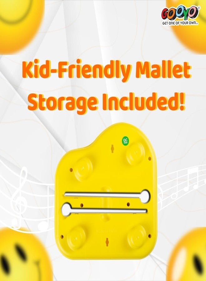 Gooyo 1512 Preschool Kids Educational Knock Playing Musical Xylophone Toy for Kids | 2 in 1 Mini Musical Piano and Xylophone Toy with Colorful Keys & 2 Mallets | Yellow | No Batteries Required - Image 3