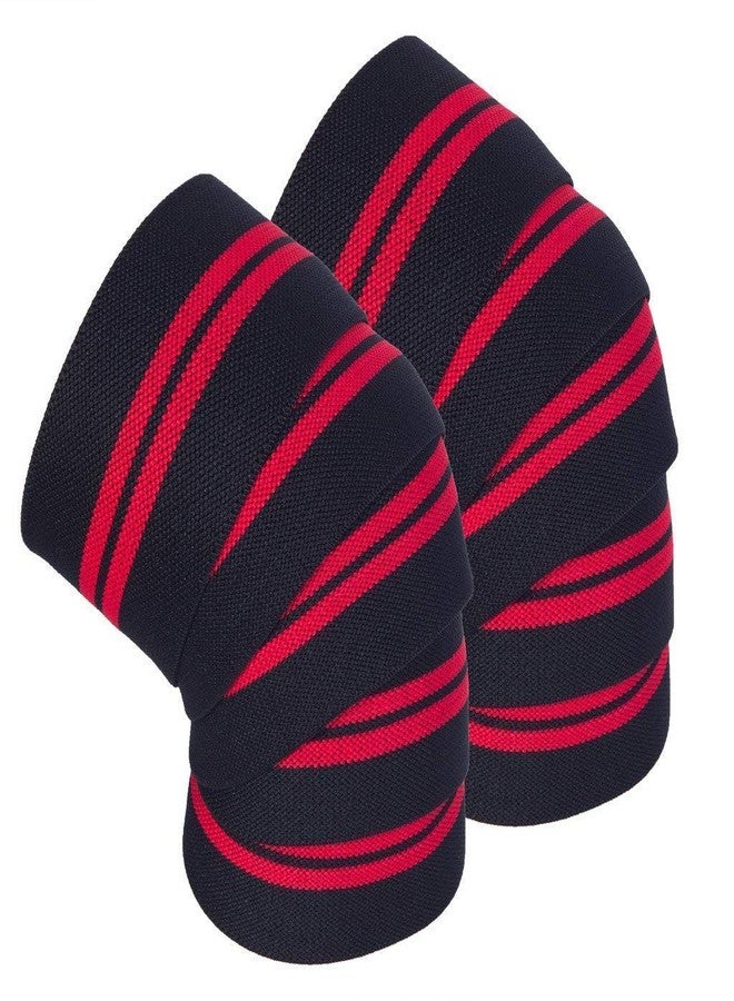 GymWar Weight Lifting Knee Wraps Heavy Duty Elastic Compression Support for Squats Gym Power Lifting Olympic Lifting Workout Cross Training and Cross fit - Pack of 2 - Image 1
