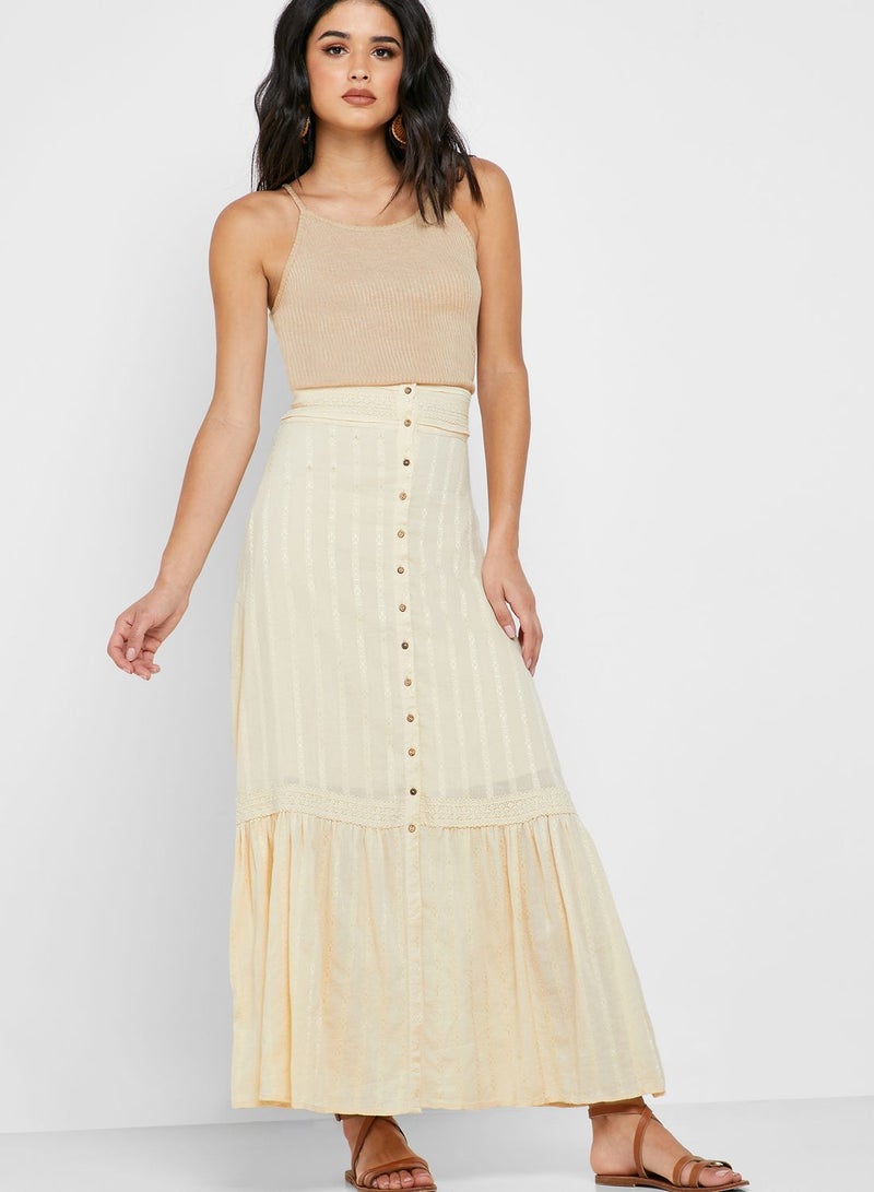 Reserved Button Through Ruffle Hem Skirt  - Image 1