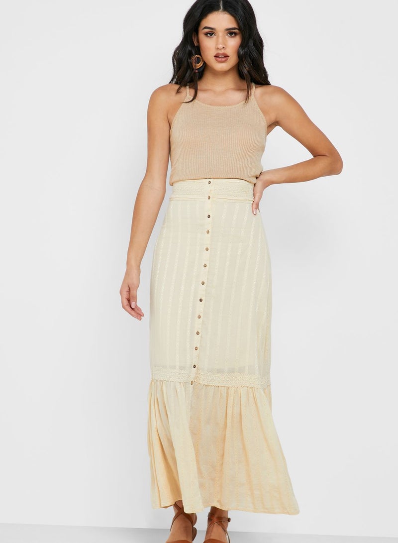 Reserved Button Through Ruffle Hem Skirt  - Image 4