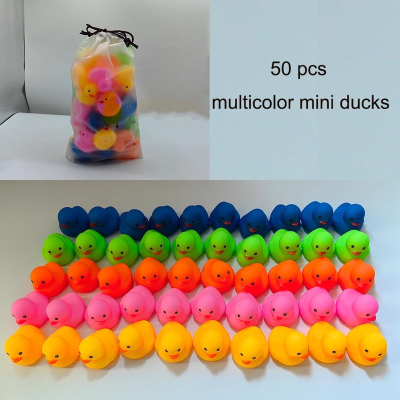 WAMSOLE 50 Pcs Multicolor Mini Rubber Ducks Baby Bath Toy  Children Squeak And Float Colored Small Ducks In Bulk Toddlers Shower Duck Decorations Party Favors - Image 3