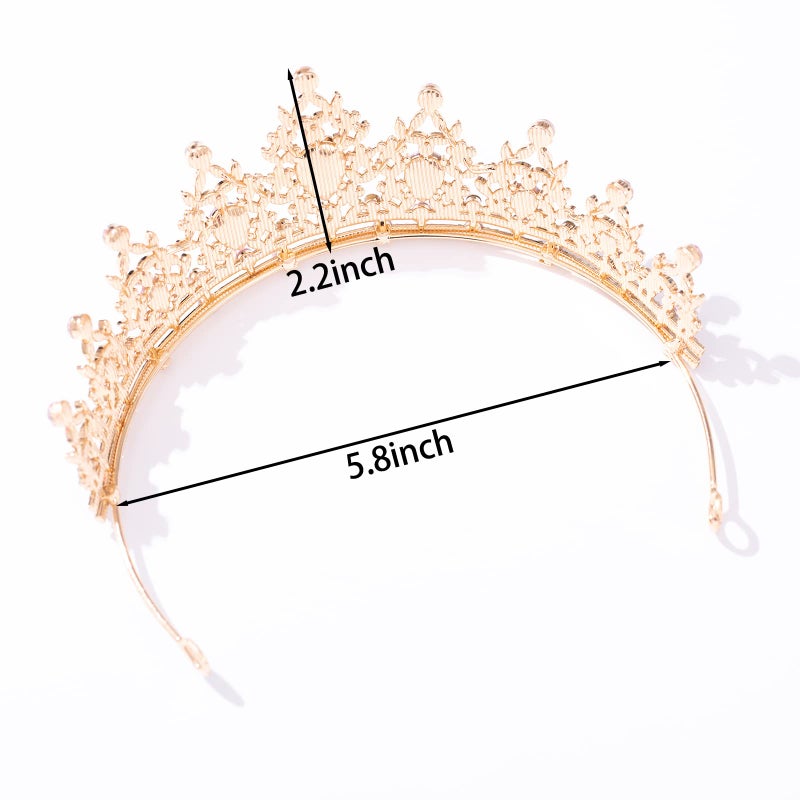FORSEVEN Crystal Tiaras for Women, Wedding Tiaras and Crowns for Women Tiara for Girls Birthday Party Princess Crown Hair Accessories Bride Rhinestone Headbands (Gold+Pink) - Image 5