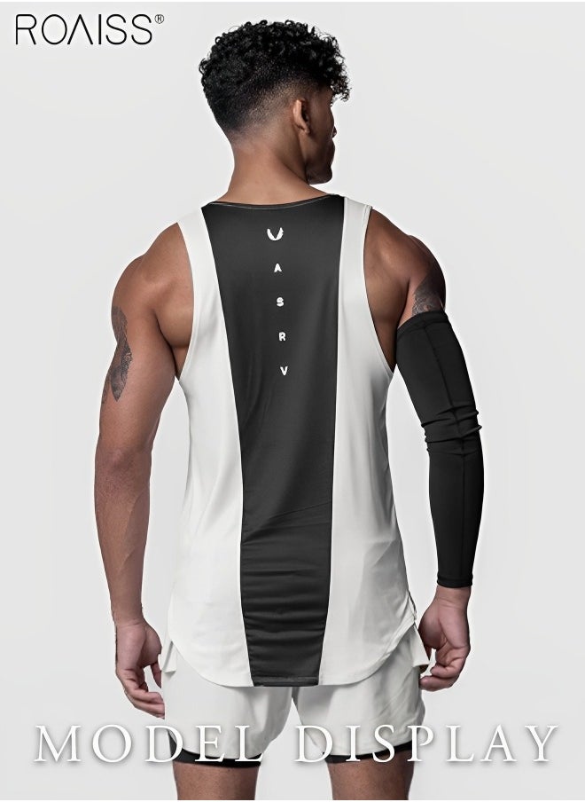 roaiss - Mens Summer Quick Dry Workout Tank Top Sleeveless Sportswear Shirt Stringer Gym Clothing Bodybuilding Singlets Fitness Vest - Image 1