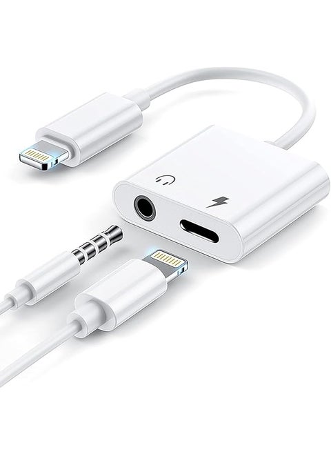 Headphone Adapter For Iphone 2 In 1 Lightning To 3.5Mm Audio Dongle Headphone Accessories Compatible With Iphone 14 13 Xr