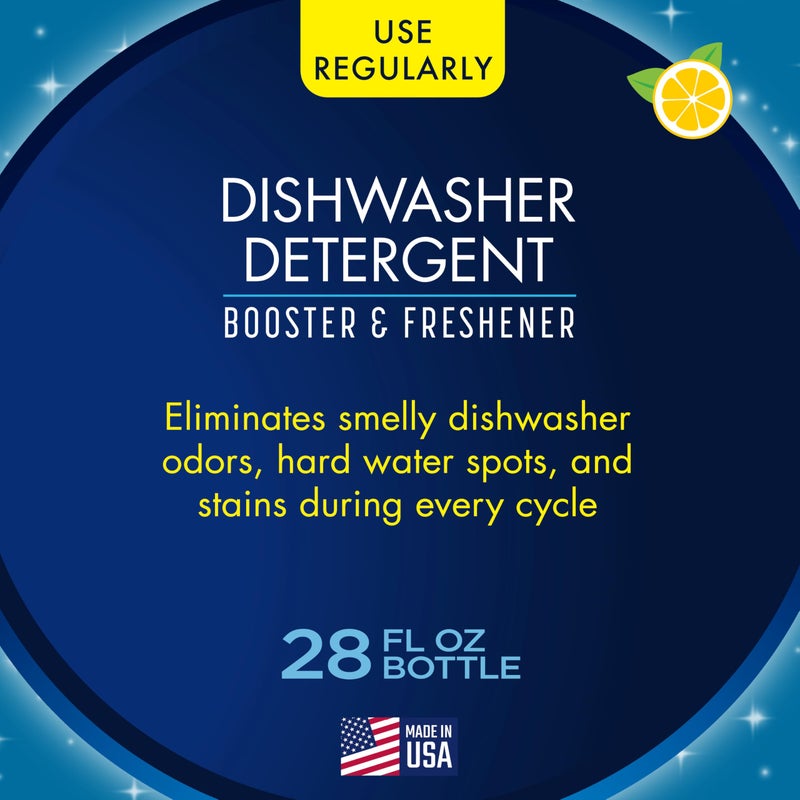 Glisten Dishwasher Detergent Booster and Freshener, Helps Eliminate Odors, Spots, and Stains, Lemon Scent, Made in the USA, 28 Ounce Bottle - Image 2