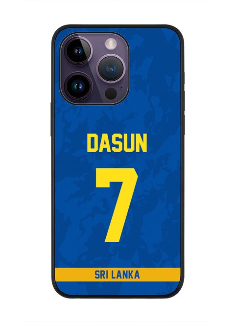 Rugged Black Edge Case iPhone 14 Pro, Slim fit Soft Case Flexible Rubber Edges Thin Cover - Player Name - Dasun Shanaka, Jersey Number- 7