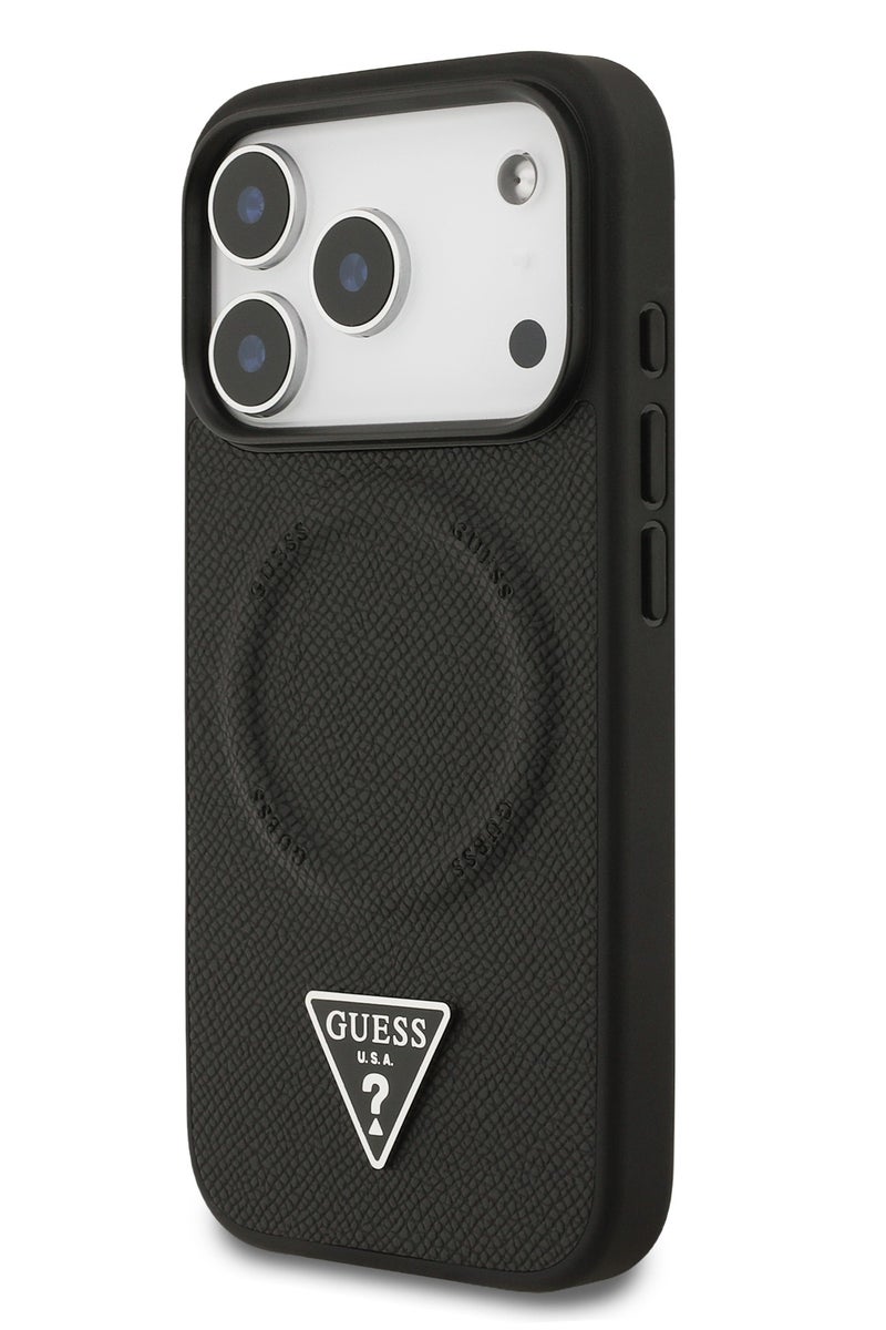 GUESS iPhone 17 Pro MagSafe PU Leather Case With Triangle Logo  / Magsafe Compatible / Ultra Slim / lightweight design / Easy Installation - Black - Image 4