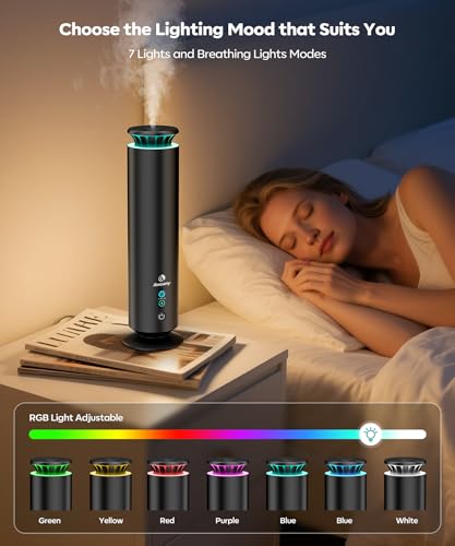 Amzany Waterless Scent Diffuser KitScent Diffuser with 7 Lights and Breathing Lights ModesMax Coverage 2000 sqftHomeOfficesHotels and Spas Aromatherapy Diffuser Included 5 Scent Oils Remote Control - Image 5