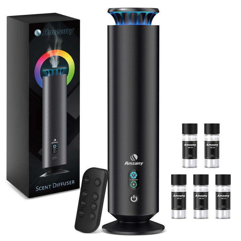 Amzany Waterless Scent Diffuser KitScent Diffuser with 7 Lights and Breathing Lights ModesMax Coverage 2000 sqftHomeOfficesHotels and Spas Aromatherapy Diffuser Included 5 Scent Oils Remote Control - Image 3