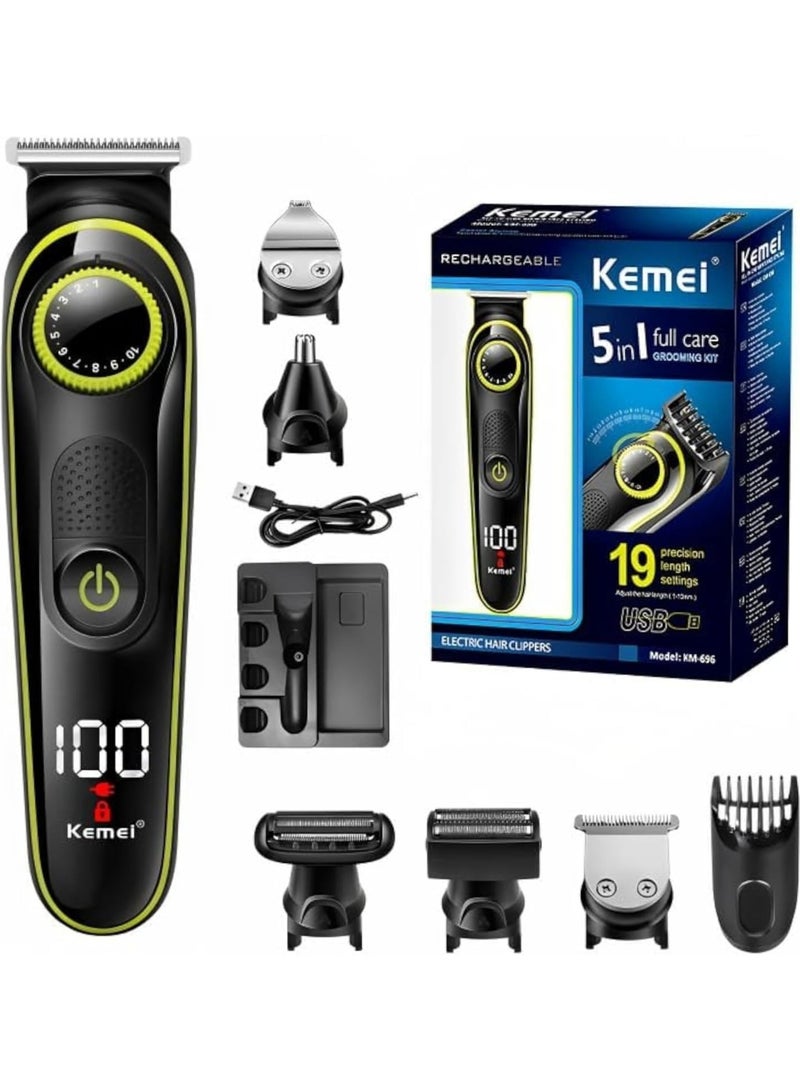 Kemei KM-696 5 in 1 Electric Hair Nose Beard Grooming Kit for Men - Image 1