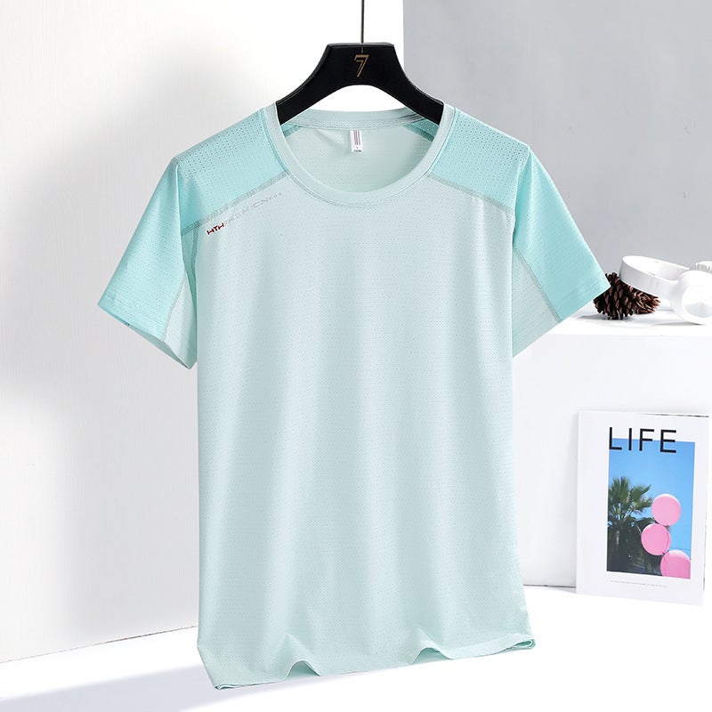 Summer Women'S Round Neck Stripesd Sweat-Absorbent Casual Short-Sleeved New Ice-Feel Breathable Daily Versatile Loose Sports T-Shirt - Image 3