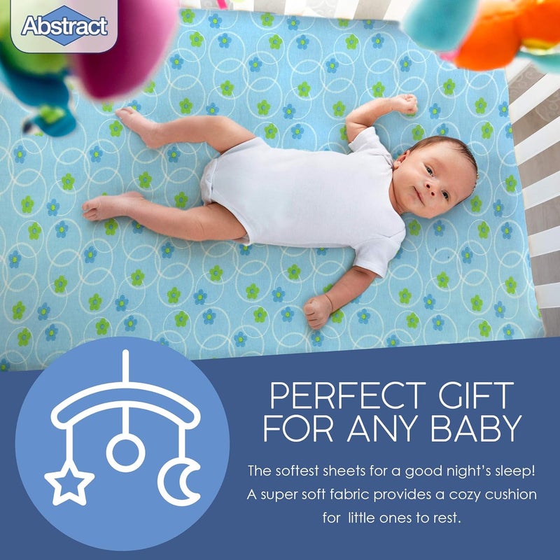 Abstract Jersey Cotton Knit Cradle Sheets - Ultra Soft Cradle Sheets Fitted 18" x 36" for Boys Girls Baby - Universal - Snug Fitted 6" Deep Pocket - Cotton - 18"x36" (Floral Blue) - Image 4