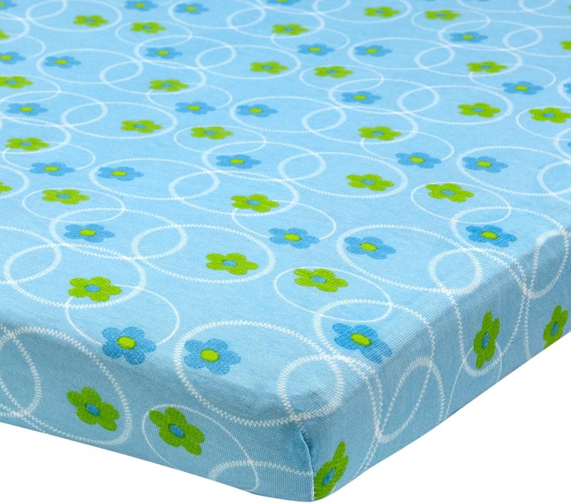 Abstract Jersey Cotton Knit Cradle Sheets - Ultra Soft Cradle Sheets Fitted 18" x 36" for Boys Girls Baby - Universal - Snug Fitted 6" Deep Pocket - Cotton - 18"x36" (Floral Blue) - Image 1