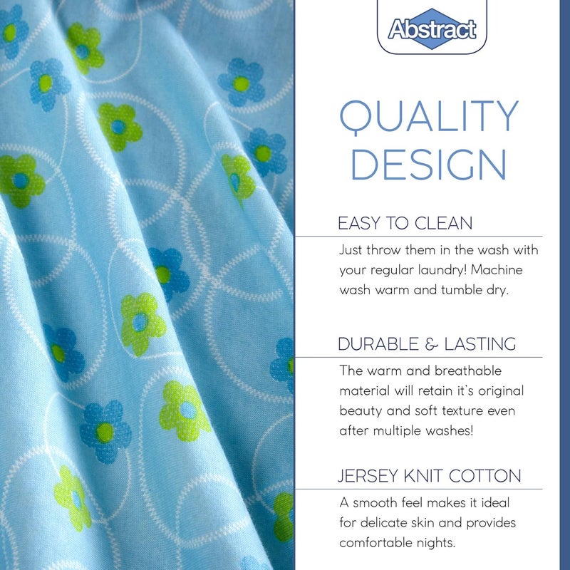 Abstract Jersey Cotton Knit Cradle Sheets - Ultra Soft Cradle Sheets Fitted 18" x 36" for Boys Girls Baby - Universal - Snug Fitted 6" Deep Pocket - Cotton - 18"x36" (Floral Blue) - Image 3