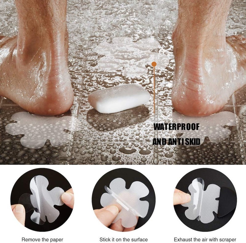 Secopad Original 36PCS Transparent Bathtub Stickers Non-Slip, Safety Shower Treads Adhesive Appliques with Premium Scraper - Image 4